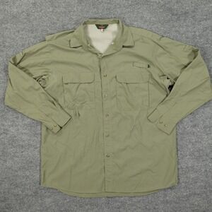 Redington Shirt Mens Large Green UPF 30+ Fishing Vented Button Front Long Sleeve